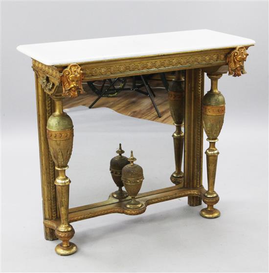 A giltwood and composite console table, W.3ft 1in.
